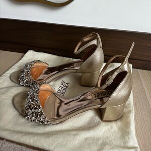 Badgley Mischka Gold Embellished Heels